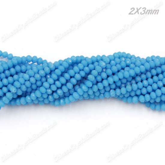 130Pcs 2x3mm Chinese Rondelle Crystal Beads, opaque med blue