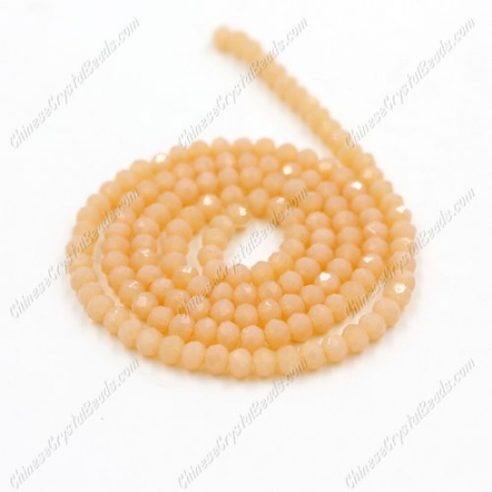 130Pcs 2x3mm Chinese Rondelle Crystal Beads, peach jade