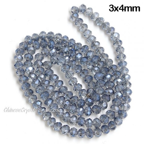 130Pcs 3x4mm Chinese Rondelle Crystal Beads, Magic Blue