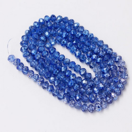 130Pcs 3x4mm Chinese Rondelle Crystal Beads Strand, half paint blue