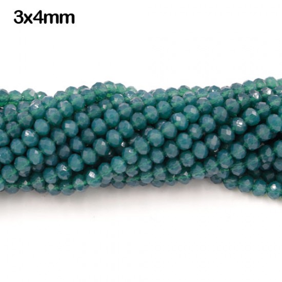 130Pcs 3x4mm chinese crystal  Rondelle Beads, opal deep teal