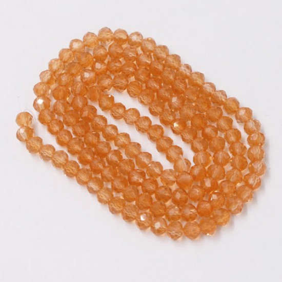 130Pcs 3x4mm Chinese Rondelle Crystal Beads Strand, opal orange
