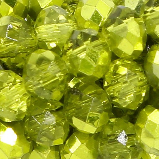 130Pcs 3x4mm Chinese Rondelle Crystal Beads Strand, half paint  kelly green