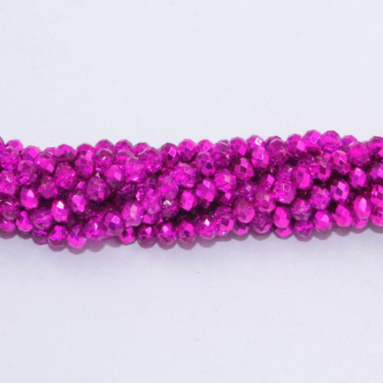 130Pcs 3x4mm Chinese Rondelle Crystal Beads Strand, half paint  purple