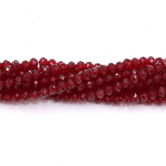 130Pcs  3x4mm Chinese Rondelle Crystal Beads strand, maroon