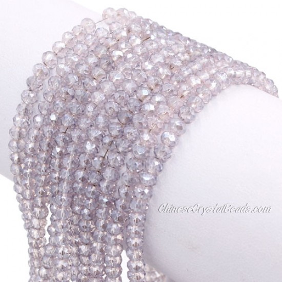 130Pcs  3x4mm Chinese Rondelle Crystal Beads Strand, gray pink light