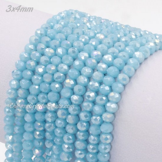 130Pcs  3x4mm Chinese Rondelle Crystal Beads, opaque aque AB