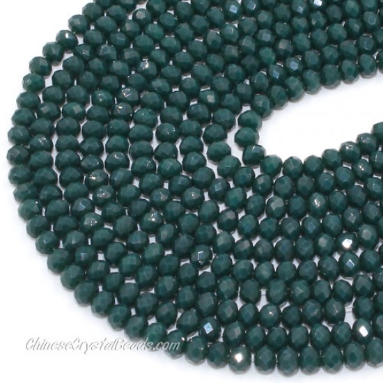 130Pcs 3x4mm Chinese Rondelle Crystal Beads, opaque dark green