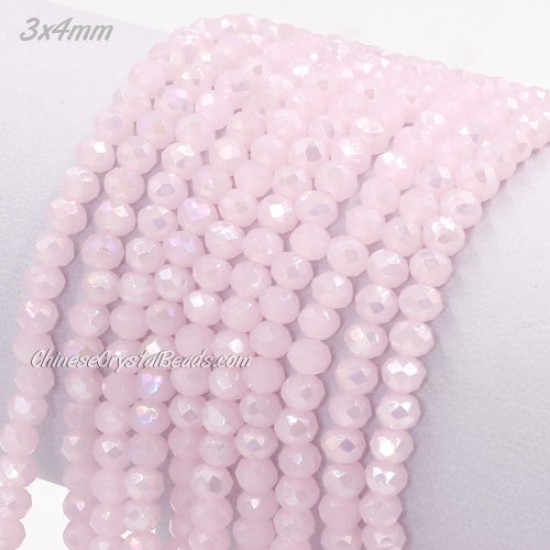 130Pcs  3x4mm Chinese Rondelle Crystal Beads, pink jade AB