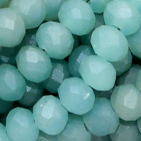 130Pcs 3x4mm Chinese Rondelle Crystal Beads, Matte aqua jade and champagne