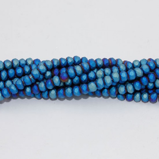 130Pcs 3x4mm Chinese Rondelle Crystal Beads, Matte blue light