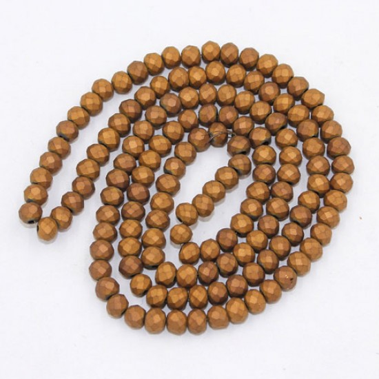 130Pcs 3x4mm Chinese Rondelle Crystal Beads, Matte copper light