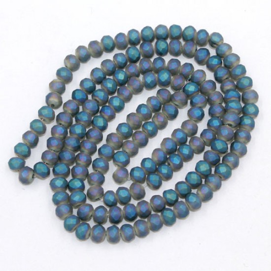 130Pcs 3x4mm Chinese Rondelle Crystal Beads, Matte green light