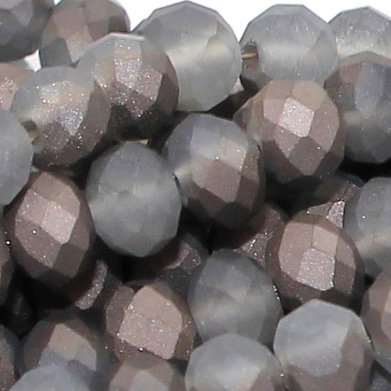 130Pcs 3x4mm Chinese Rondelle Crystal Beads, Matte half Hematite light