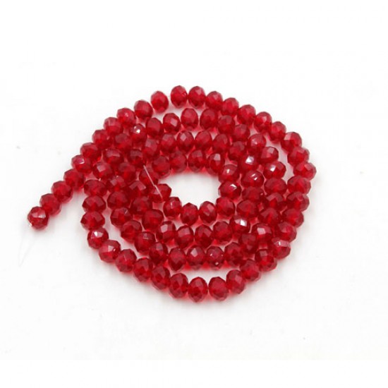 130Pcs 3x4mm chinese crystal Long rondelle beads, dark Siam