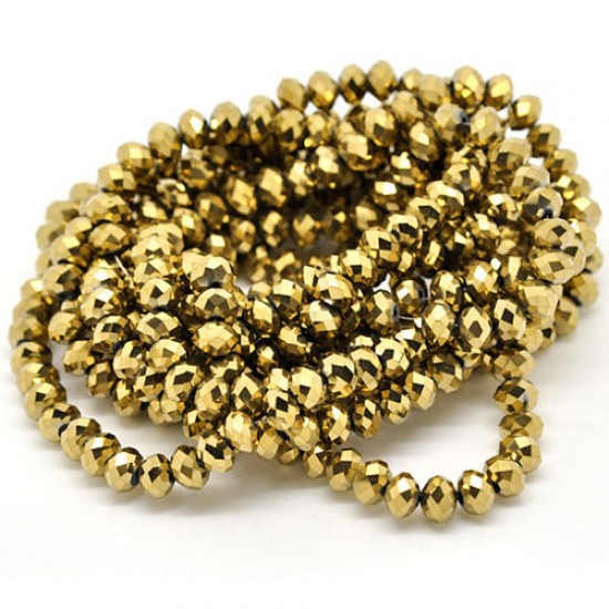 gold crystal rondelle beads, 1 strand