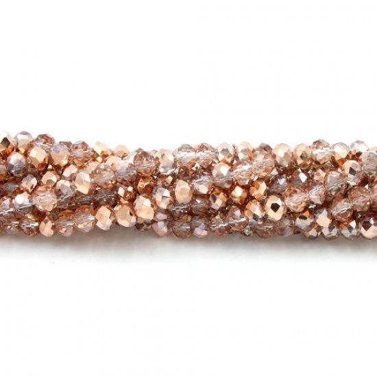 130Pcs 3x4mm chinese crystal rondelle beads, half copper light