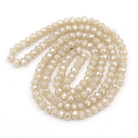 130Pcs 3x4mm Chinese rondelle crystal beads, opaque beige light
