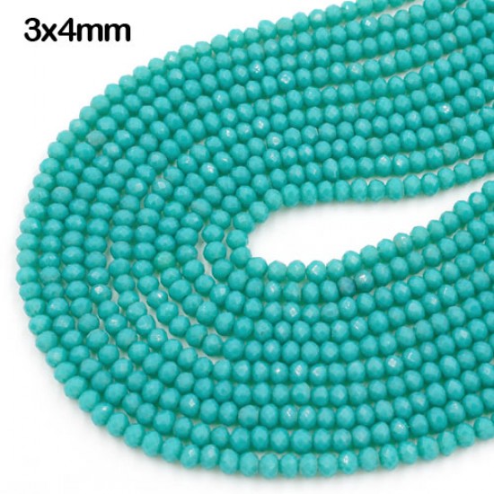 130Pcs  3x4mm chinese crystal  Rondelle Beads, Turquoise jade