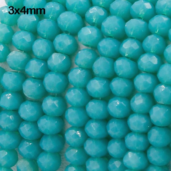 130Pcs  3x4mm chinese crystal  Rondelle Beads, Turquoise jade