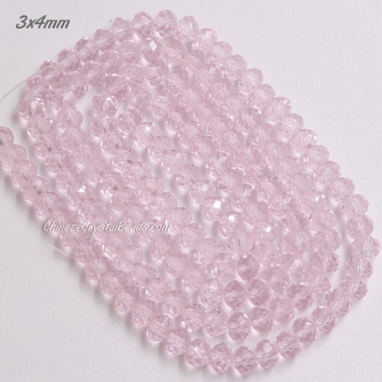 3x4mm light pink Chinese Rondelle Crystal Beads about 135 beads