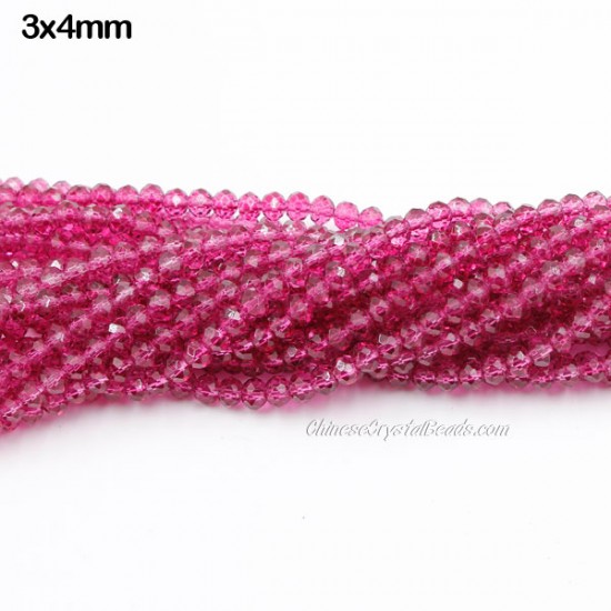 135Pcs 3x4mm Chinese Rondelle Crystal Beads strand, Paint purple wine