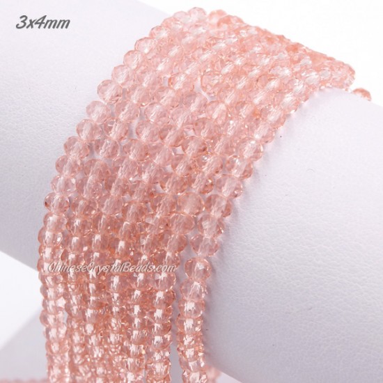 3x4mm rosaline Chinese Rondelle Crystal Beads about 135 beads
