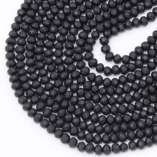 130Pcs  3x4mm matte black rondelle crystal beads