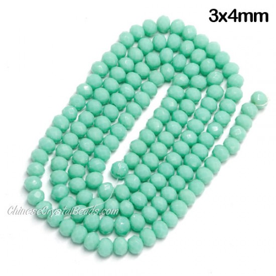 130Pcs  3x4mm Chinese Rondelle Crystal Beads, opaque lt turquoise