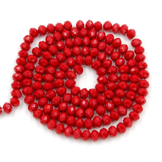 130Pcs 3x4mm chinese crystal Long rondelle beads, med red velvet