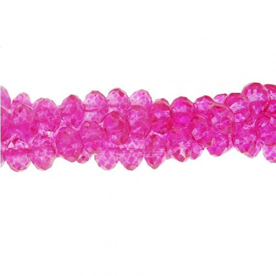 130Pcs 3x4mm chinese rondelle crystal beads, Fuchsia(pating color not the glass color)