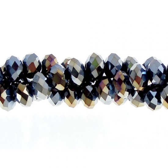 4x6mm Black AB Chinese Rondelle Crystal Beads about 95 beads