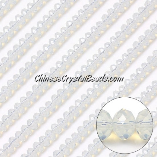 4x6mm Chinese white opal crystal rondelle beads about 95 beads