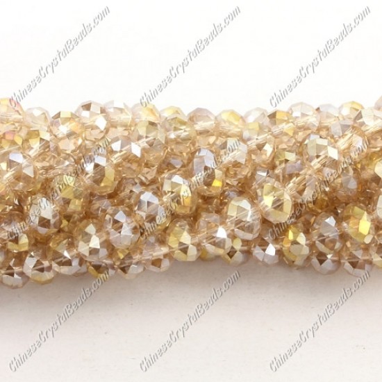 4x6mm S. Champagne AB Chinese Rondelle Crystal Beads about 95 beads
