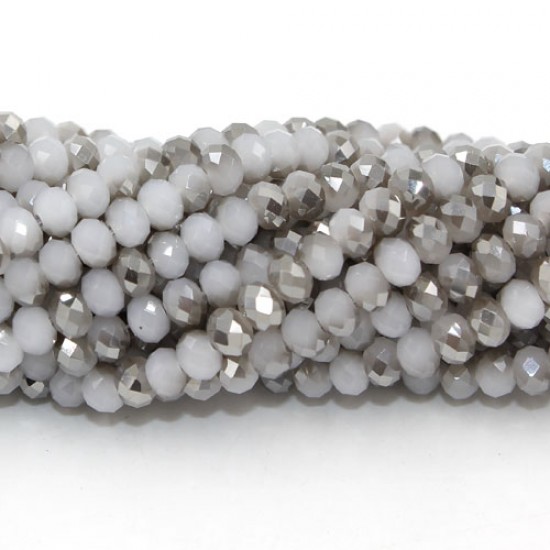4x6mm Chinese Rondelle Crystal Beads,white jade and half gray light, about 95 Pcs