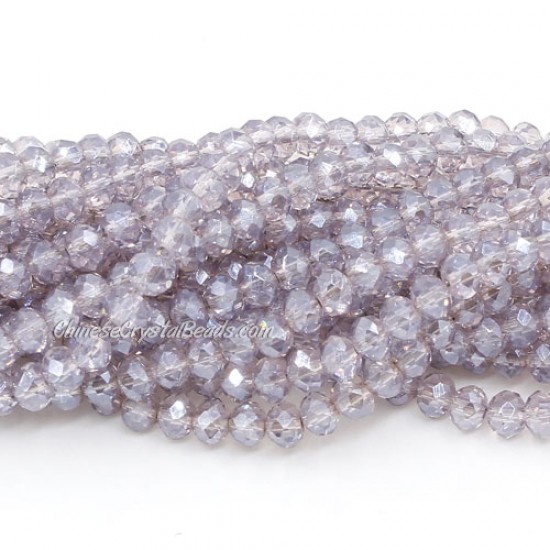 4x6mm Chinese Rondelle Crystal Beads Strand, gray pink light about 95 Pcs