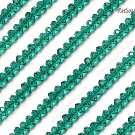 4x6mm Emerald Chinese Rondelle Crystal Beads about 95 beads