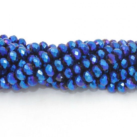 4x6mm Metallic Blue Chinese Rondelle Crystal Beads about 95 beads
