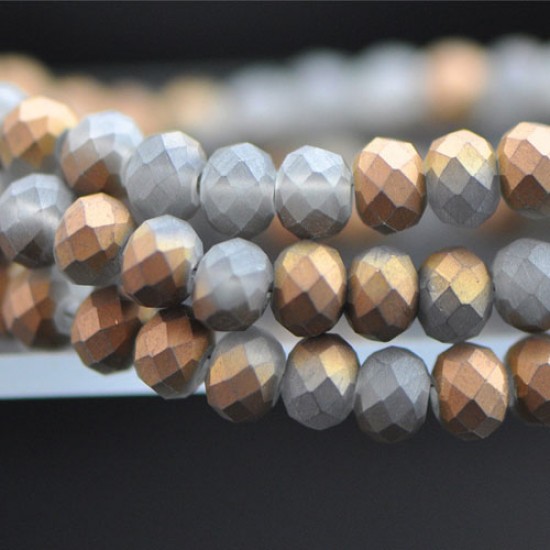 4x6mm Metallic Copper Matte Chinese Rondelle Crystal Beads about 95 beads