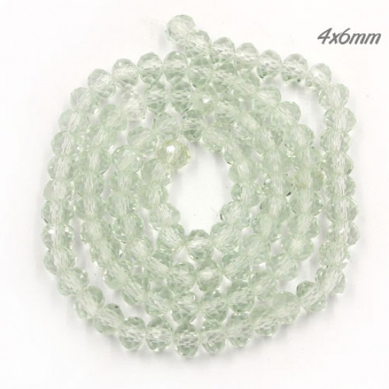4x6mm Chinese Rondelle Crystal Beads, tea green about 95 Pcs