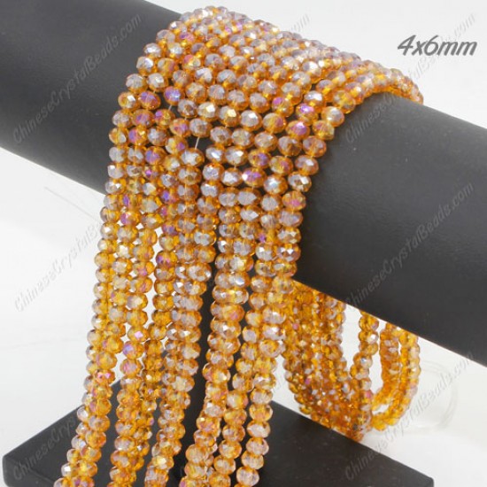 4x6mm Amber AB Chinese Rondelle Crystal Beads about 95 beads