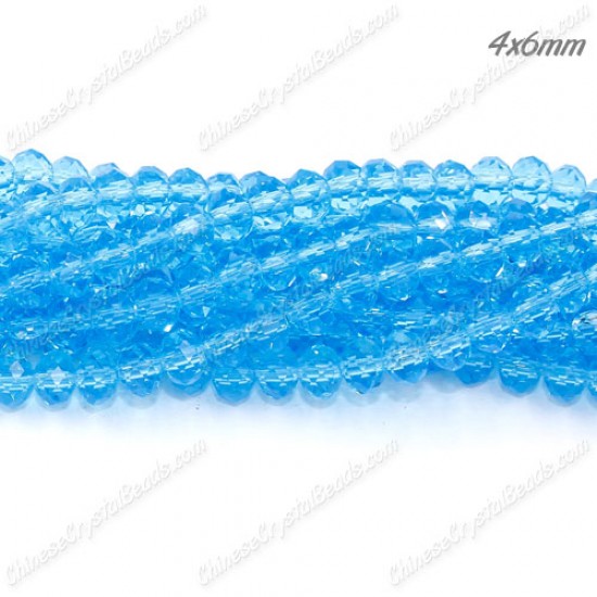 4x6mm Chinese Rondelle Crystal Beads, lt aqua, about 95 Pcs