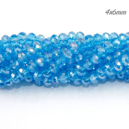 4x6mm Aqua AB Chinese Rondelle Crystal Beads about 95 beads