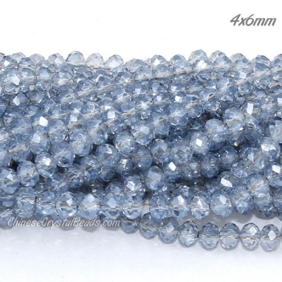 4x6mm Chinese Rondelle Crystal Beads, blue gray light, about 95 Pcs