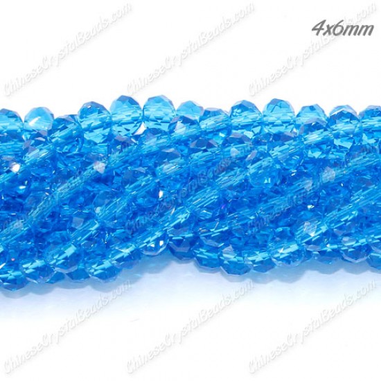 4x6mm Chinese Rondelle Crystal Beads, aqua, about 95 Pcs