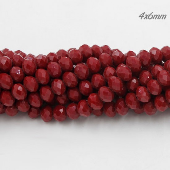 4x6mm Dark Red Velvet Chinese Rondelle Crystal Beads about 95 beads