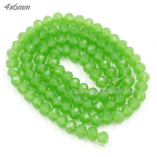 4x6mm green jade Chinese Rondelle Crystal Beads about 95 beads