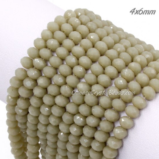 4x6mm Khaki jade Chinese Rondelle Crystal Beads about 95 beads