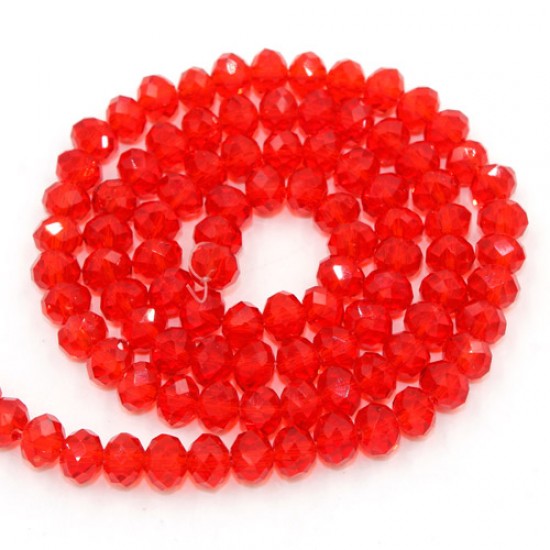 4x6mm lt Siam Chinese Rondelle Crystal Beads about 95 beads