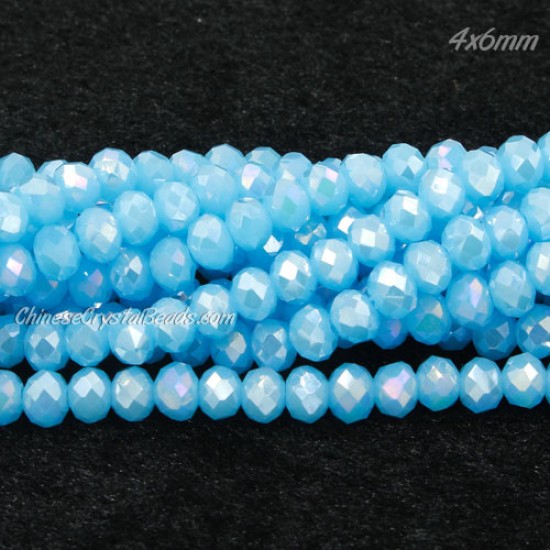 4x6mm opaque Aqua AB Chinese Rondelle Crystal Beads about 95 beads